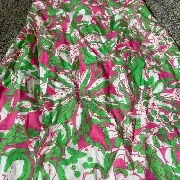 Lilly Pulitzer Strapless Dress Size 4 Tie Back Floral White Green Pink - Picture 2 of 11